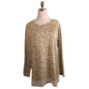LOGO Lori Goldstein Tunic Top Leopard Animal Print Sheer Hem